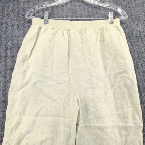 CTC Linens Womens Pull On Cropped Pants Green Medium Elastic Waist Made in USA - Picture 6 of 10